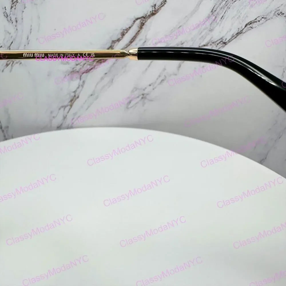 New MIU MIU Sunglasses Gold Dark Gray Lens Runway Wrap Rimless Authentic Miu Miu